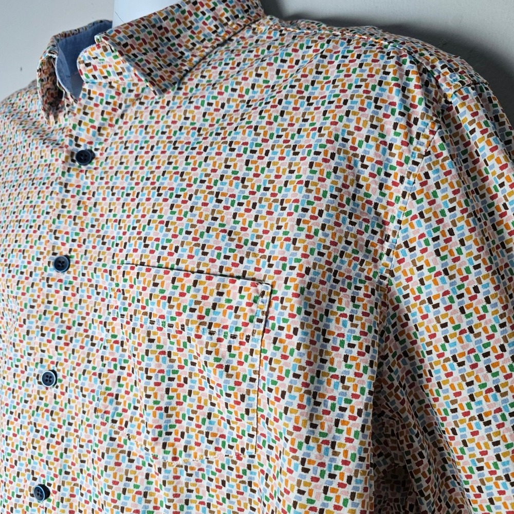 HAUPT‎ Ecologic Modern Fit Men's Button Down Shirt Abstract Print Art Teacher